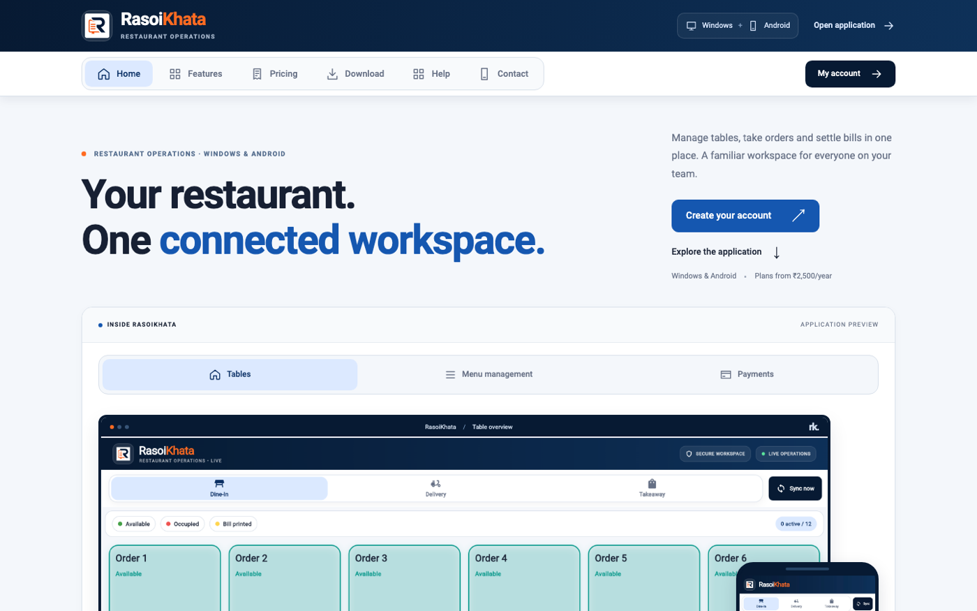 RasoiKhata product website